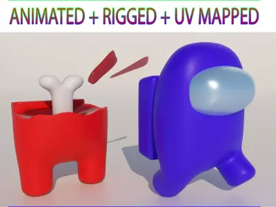 Among us character    Animated rigged Low-poly 3D model