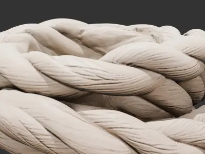 Coiled Rope Bundle on Wooden Floor Low-poly 3D model