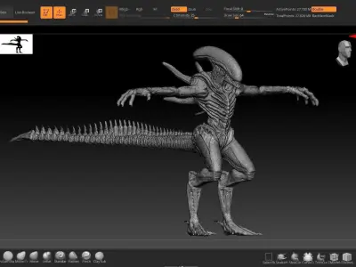 Alien Xenomorph Hunter 3D Production Model Rigged 3D model