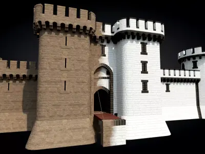 Medieval Castle 3D Modular kit Low-poly 3D model