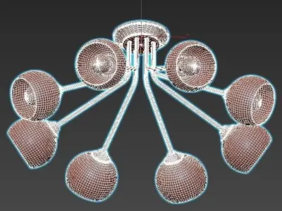 Vitaluce-V4724-18PL six light ceiling fixture with glass globes 3D model