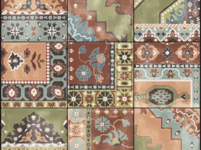 ABK Play Carpet Mix Multicolor Set 2 3D model