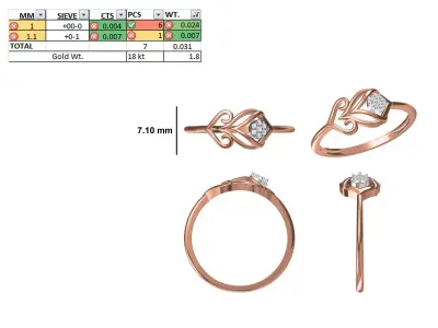Women Light Weight Ring STL OBJ FBX JCD Details 3D print model
