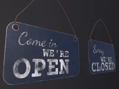 Old Open And Close Sign 3D Model Low-poly 3D model