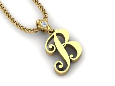 Light Gold Fancy Font Pendant B 3D print model