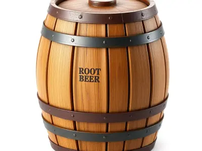 Stylized Root Beer Wooden Barrel Low-poly 3D model