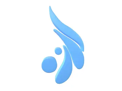 Wave Symbol v3 002 Low-poly 3D model