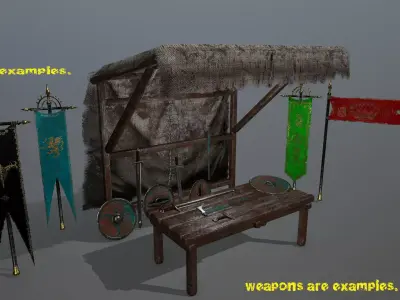 market  bench Low-poly 3D model