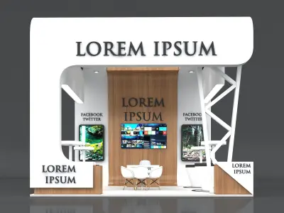 Exhibition Stand Booth Stall 6x6m Height 500cm 3 Side Open 3D model