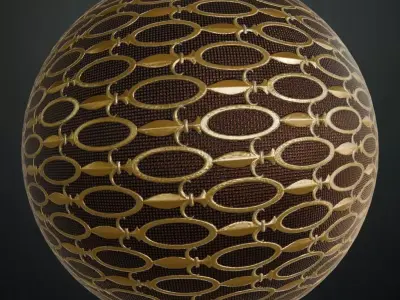 Luxurious Ornamental Gold Filigree Security Grill PBR Seamless Texture