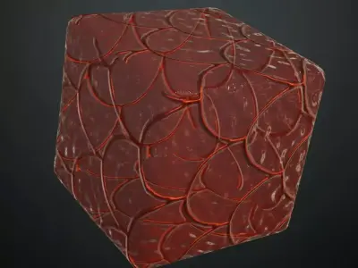 Fish Scale Red Glass Pattern Transparent PBR Seamless Texture
