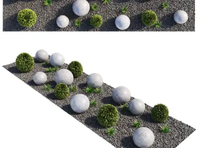 Modern Courtyard 04 - PBR - 4K - Midpoly 3D model
