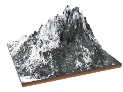 Volcano mountain with snow Low-poly 3D model