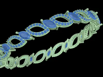 Yellow gold diamond Bangle-PBG-008 DIA 3D print model