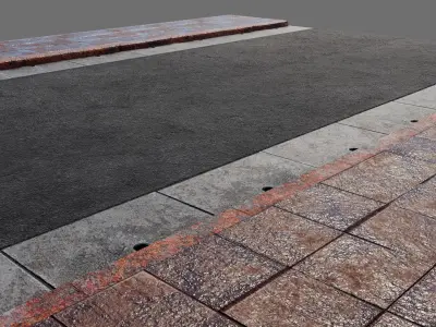 Road 3D model with PBR texture Low-poly 3D model