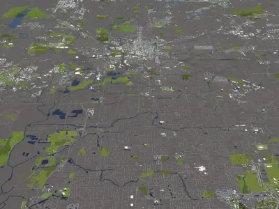 Indianapolis 50x50km City Model 3D model