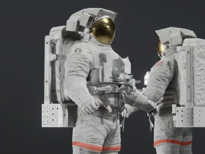 Astronaut EMU MMU Spacesuit Rigged 3D model