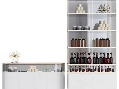 Retail unit with display case and shelving Marble and Brass 3D model