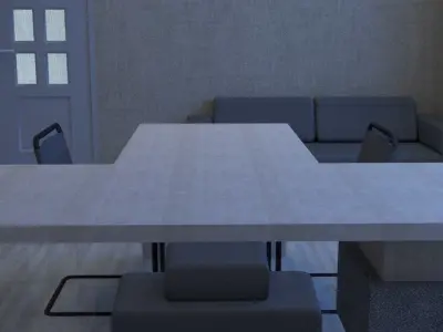 OFFICE with desk and chairs Low-poly 3D model