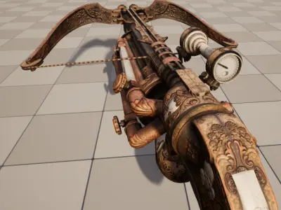 steampunk safari crossbow Low-poly 3D model