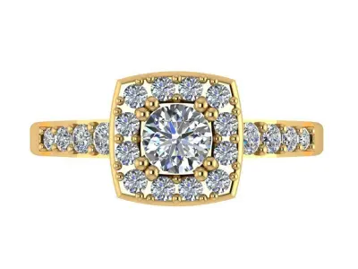 Ring264 halo diamond engagement ring gold 3D print model