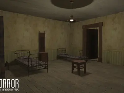 Horror - modular interiror and props Low-poly 3D model