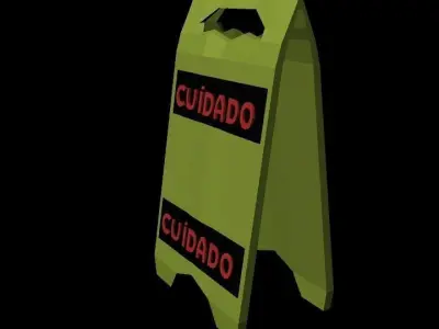 Warning plate - Caution - Care board Low-poly 3D model