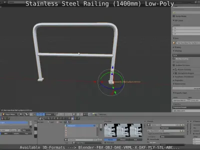 Stainless Steel Railing 1400mm Low-Poly Low-poly 3D model
