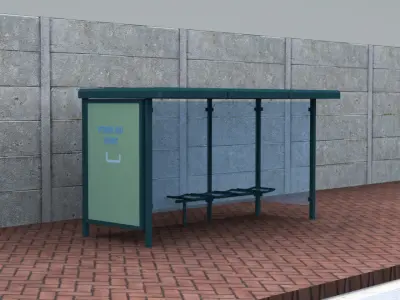 Bus Stop Modern3 Low-poly 3D model