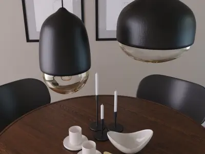 Mater Dining Set- Dark Oak Wood 3D model