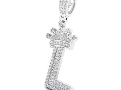Crown Initial  l  Letter Pendant 3D print model