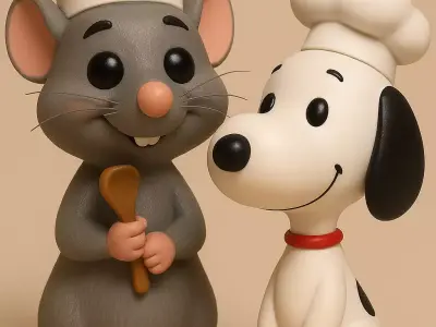 Ratatouille Remy and Snoopy 3D print model