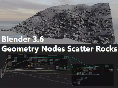 Blender Geometry Nodes Scatter Rocks Low-poly 3D model