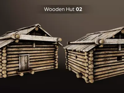 Wooden Huts Pack Low-poly 3D model