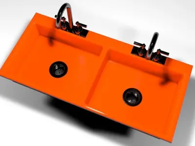 Dual sink basin with faucets 3D model