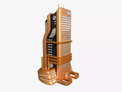 SciFi Building A04 Orange - Sci Fi Exterior Design Low-poly 3D model