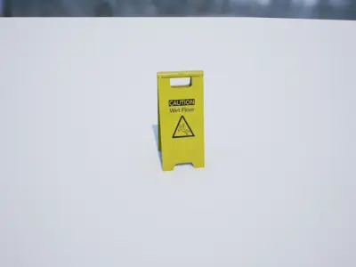 Wet Floor Sign PBR Free low-poly 3D model