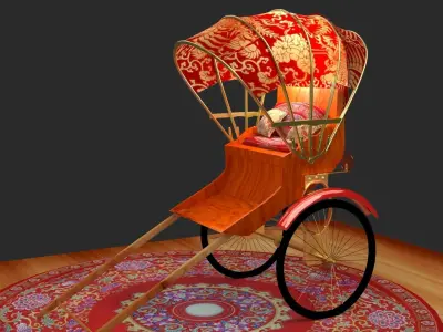 Chinese Hong Kong Rickshaw 3D model