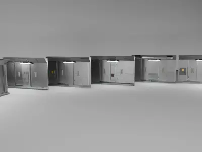 Sci-fi Modular interior wall pack Low-poly 3D model