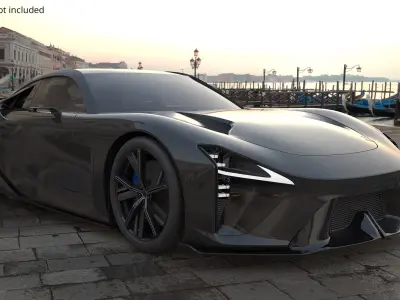 Aerodynamic Sport Concept Vehicle Black Rigged for Maya 