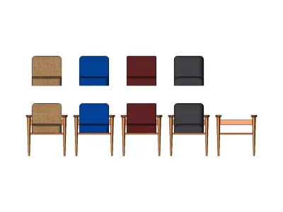 Miniature armchair with a wooden frame mockups props N03 3D print model