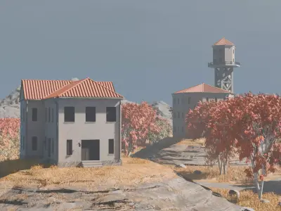 Water Tower Landscape Environment 3D model