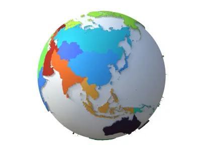 Earth Regions Globe Low-poly 3D model