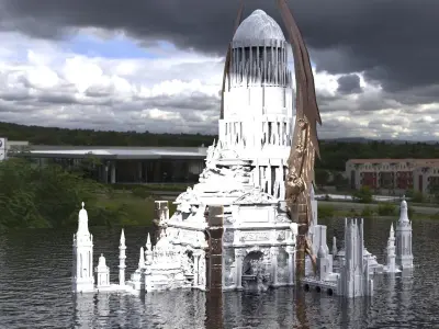 Emperors Baroque ancients stone temple 4 3D model