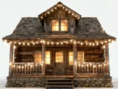 Realistic Cozy Log Cabin 3D Model 3D Model Low-poly 3D model