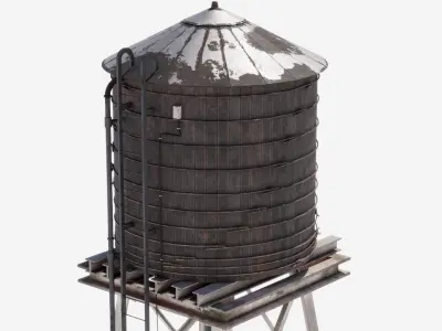 Water Tower 02 Low-poly 3D model