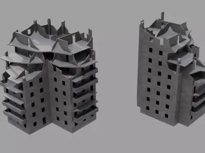 Destroyed City Winter Environment Pack Low-poly 3D model