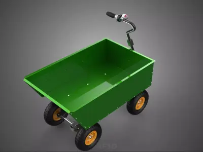 POWER ENGINE MOTOR CART WHEEL BARROW WAGON TROLLEY AGRICULTURE 4 3D model