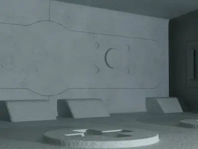 Concrete Space Station Room scifi interior  3D model