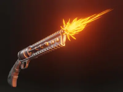 Stylized revolver Low-poly 3D model